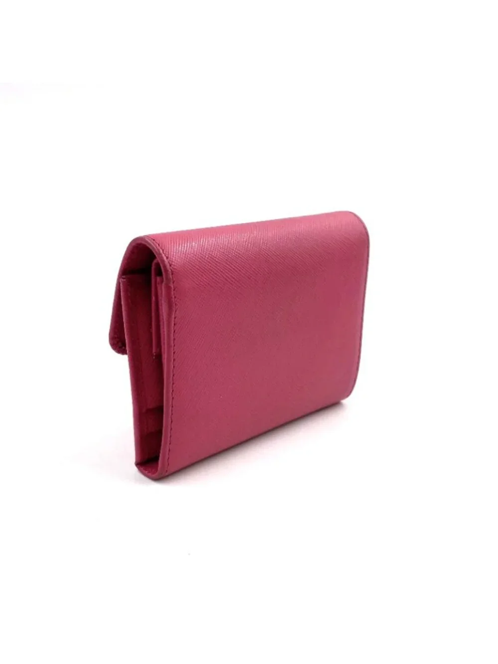 Prada Saffiano Fiocco Leather Pink Trifold Wallet Gold